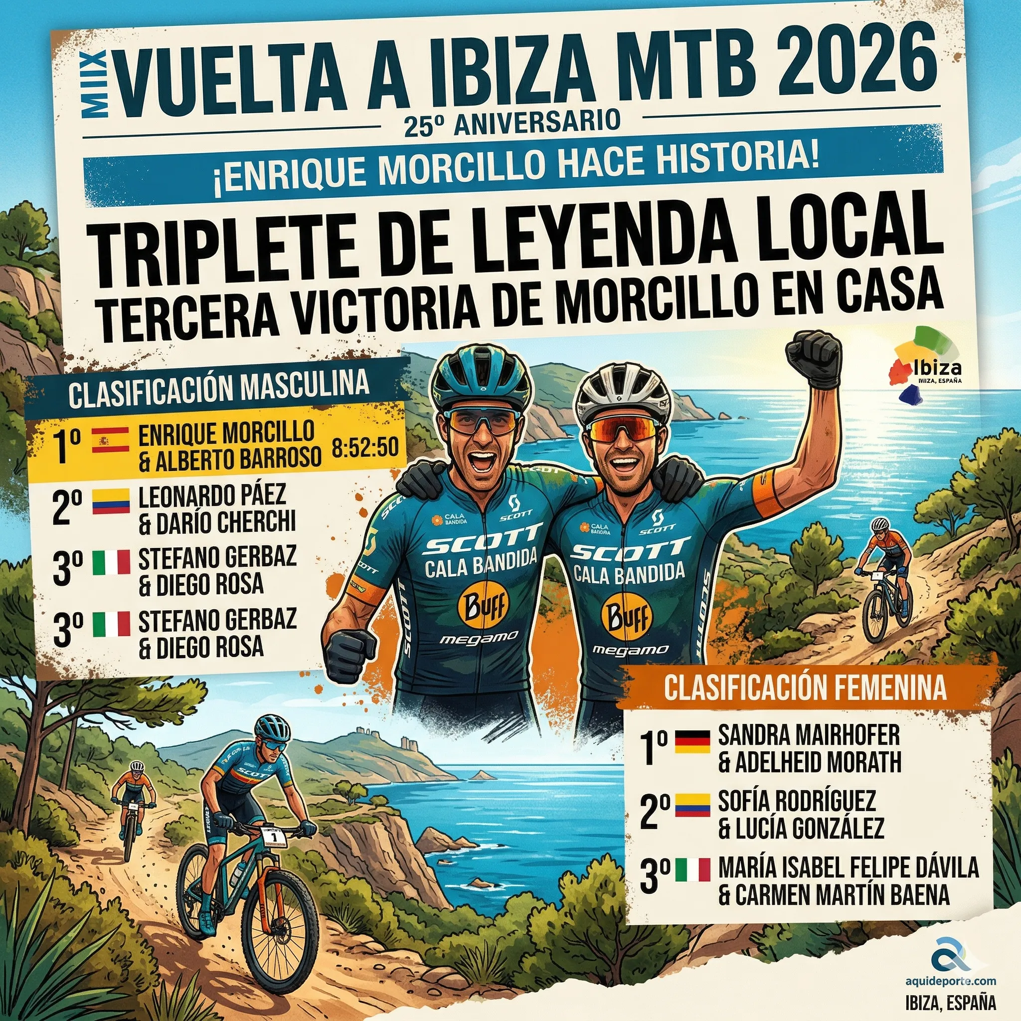 ¡Leyenda en casa! Enrique Morcillo firma su triplete en la Vuelta a Ibiza MTB